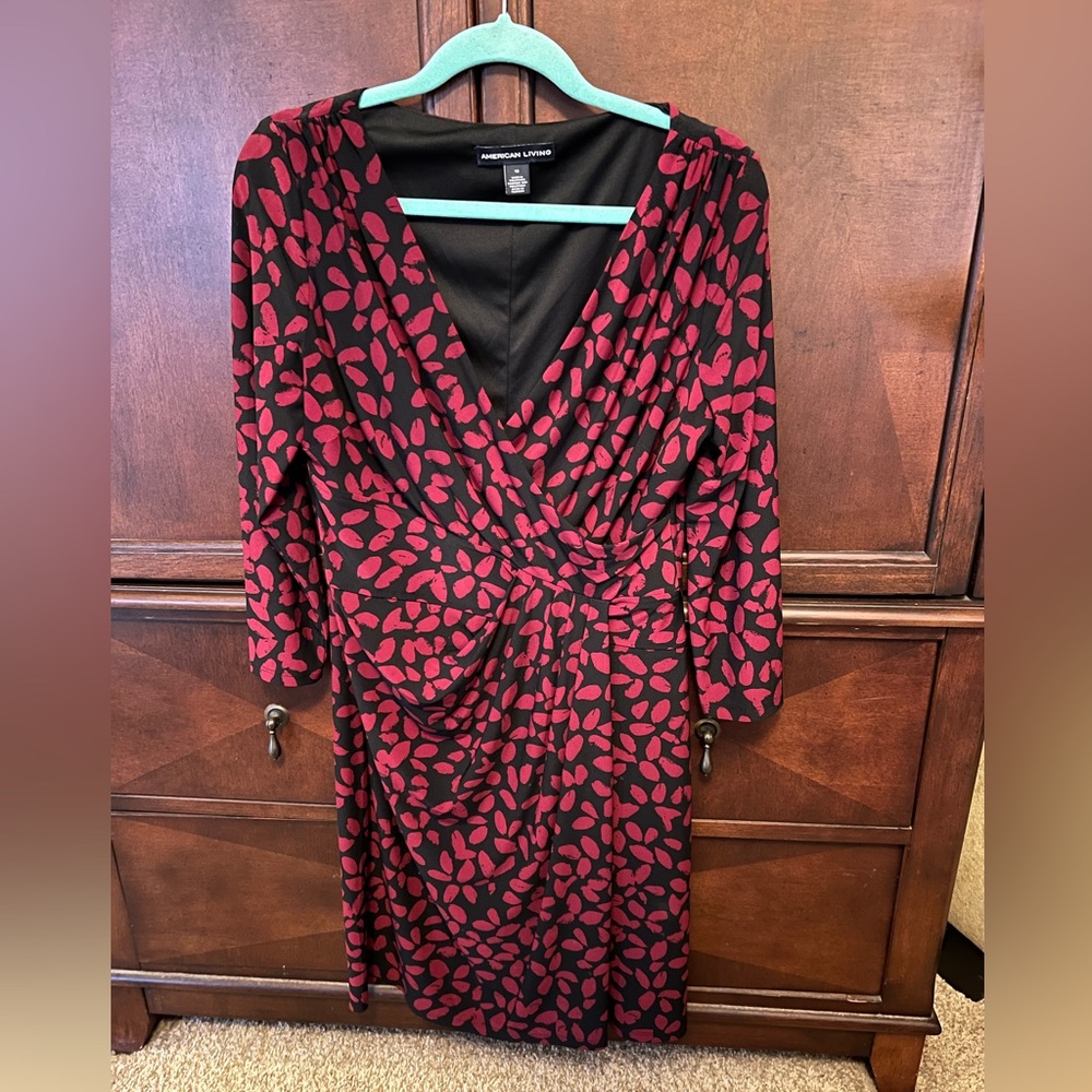 Long sleeve faux wrap dress